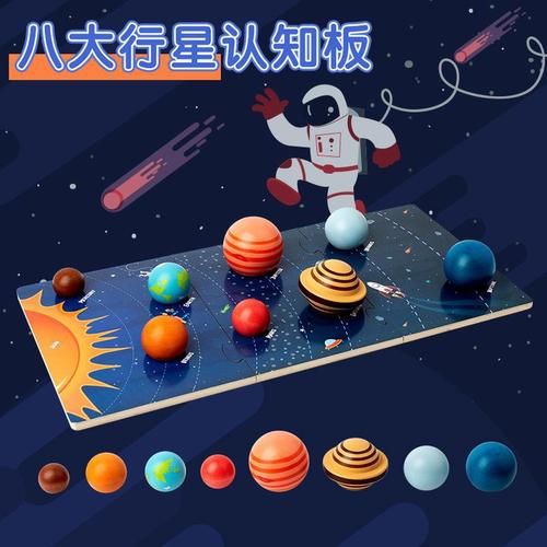 Children's Montessori early education wooden toys eight planets educational puzzles for babies to learn about the planets of the universe and solar system
