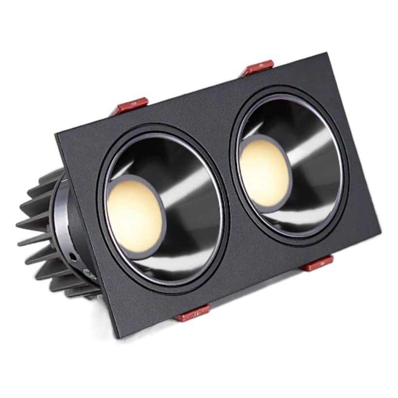 Spotlight comercial incrustado LED parrilla lámpara techo downlight rejilla cuadrada cob simple doble triple cabeza lámpara biliar