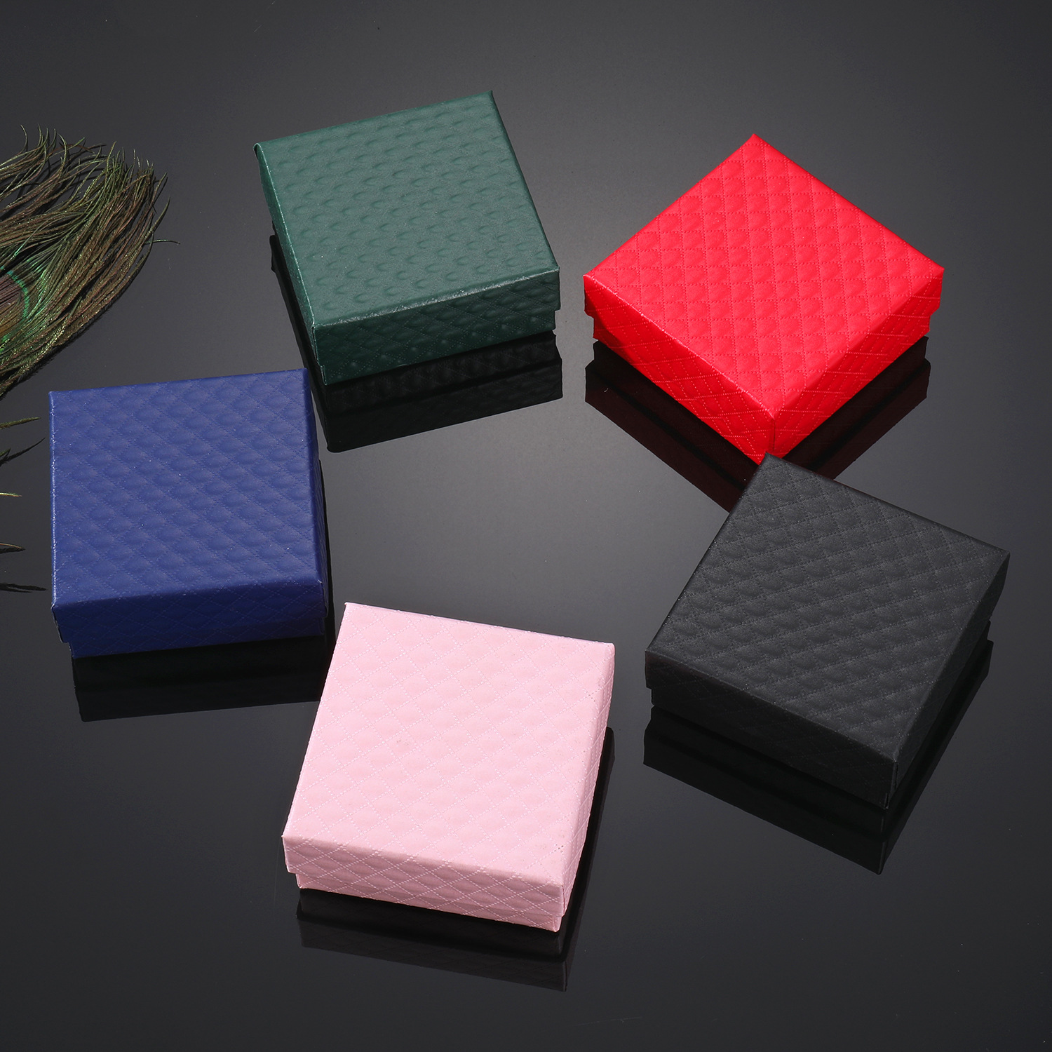 2025通用首饰盒高品质钻石纹魔力格戒指项链手链耳钉银饰饰品盒礼