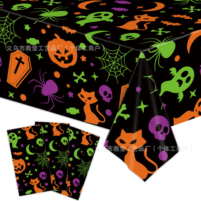 2025 新しいハロウィンパーティー装飾用品ハロウィン使い捨てテーブルクロスゴーストアレンジメント小道具|undefined