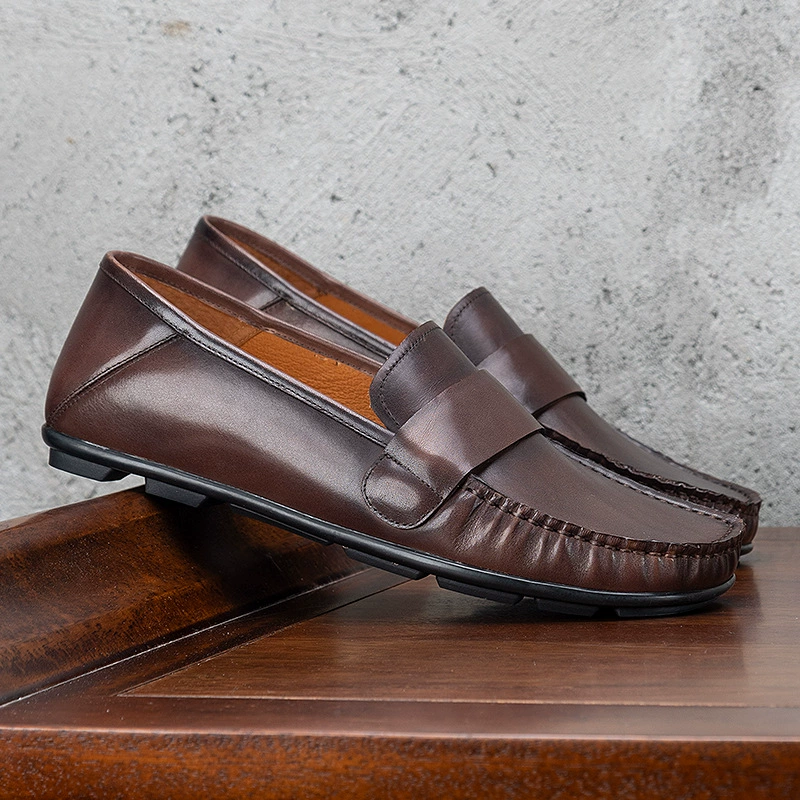 Новинка весны 2024 года, кожаная мужская кожаная обувь без шнуровки с мягким дном Tods, модная повседневная мужская обувь в стиле ретро