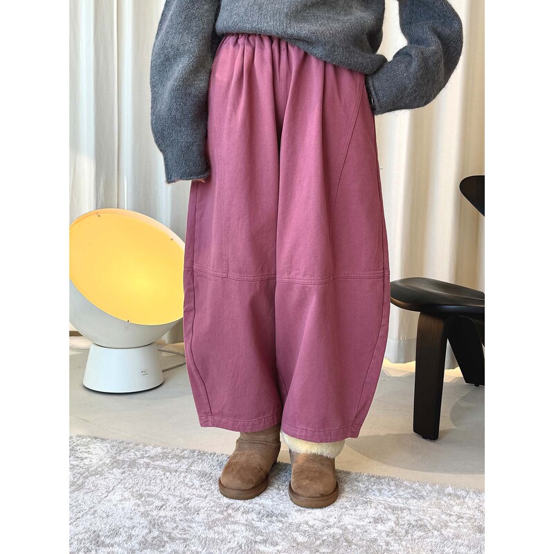 Louvre Winter New Japanese Style Fashionable Loose Elastic Fleece Balloon Casual Pants Silhouette Wide-Leg Long Pants for Women