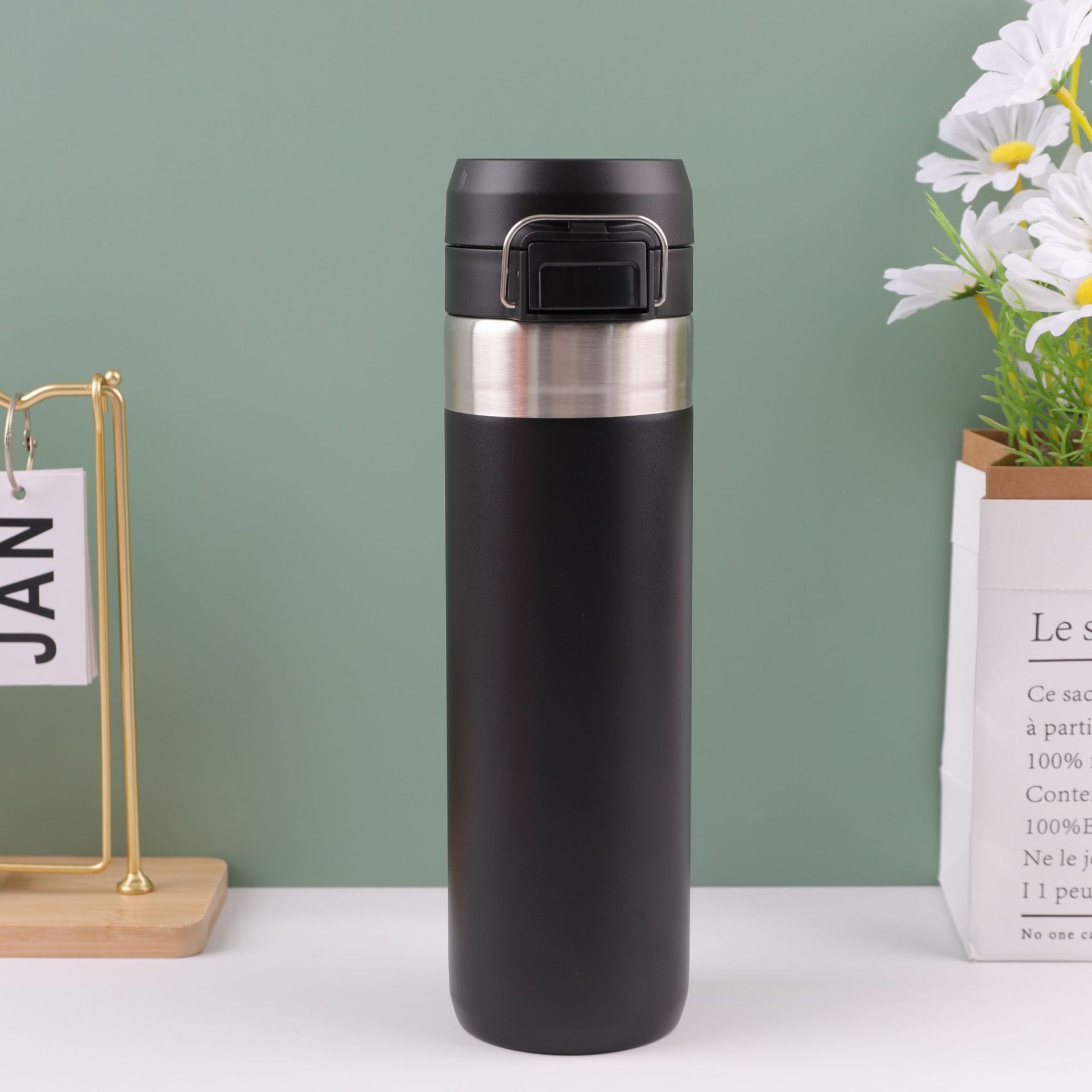 Nuevo termo de rebote de acero inoxidable 304 transfronterizo, botella de agua deportiva portátil, taza de agua doméstica simple al por mayor