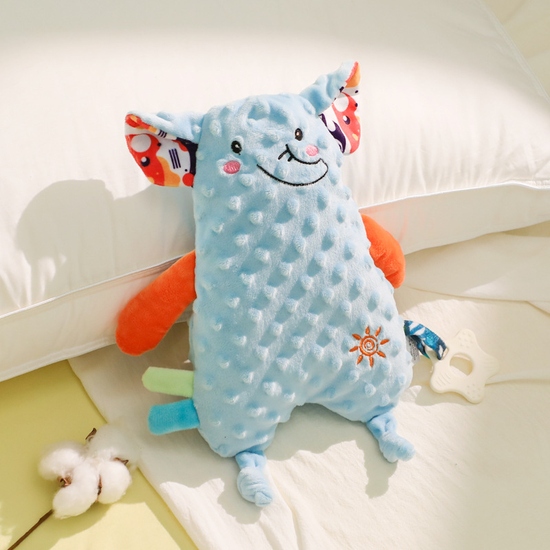 Bebé juguetes bebé calmante para dormir muñeca de peluche con mordedor puede entrar frijol terciopelo calmante toalla saliva toalla
