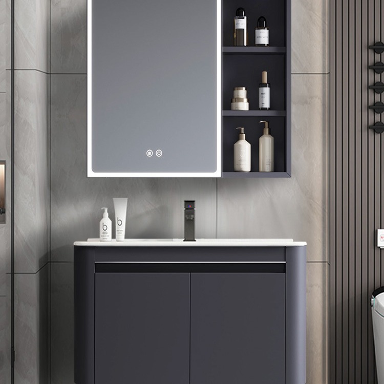 Engrosada panal de aluminio redondeado gris blanco baño gabinete de cerámica integrado Lavado de Manos lavabo combinación lavabo