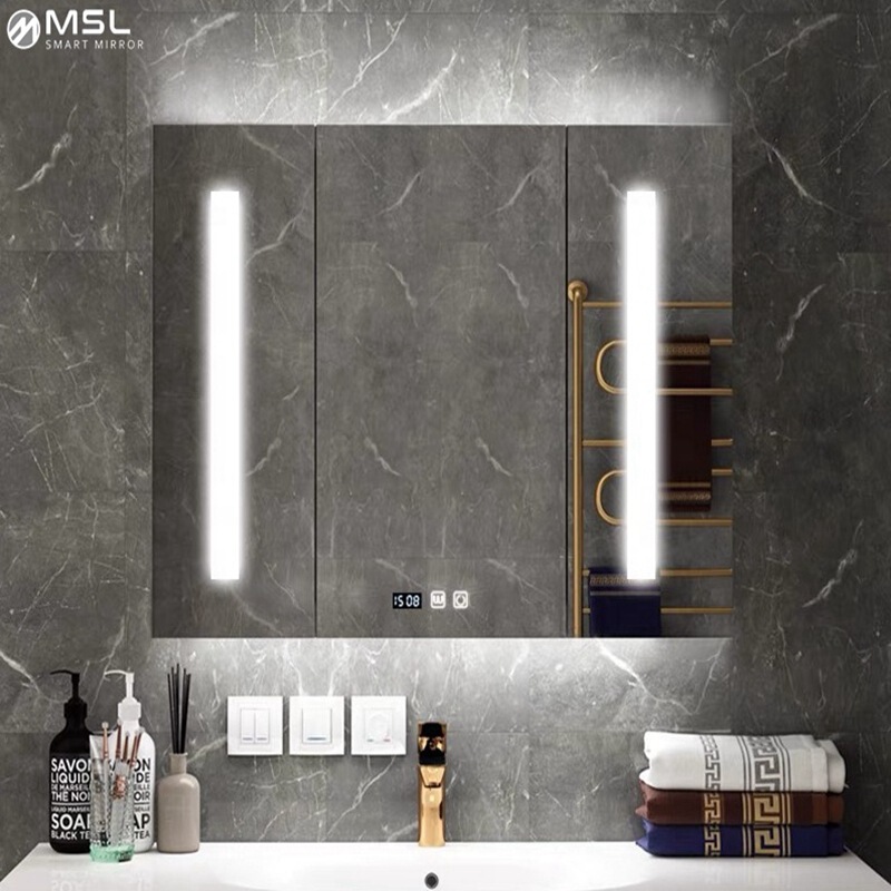 Modern simple stainless steel anti-fog mirror cabinet LED intelligent anti-fog bathroom wall cabinet bathroom cabinet bathroom cabinet combination Modern simple stainless steel anti-fog mirror cabinet LED intelligent anti-fog bathroom wall cabinet bathroom cabinet bathroom cabinet combination