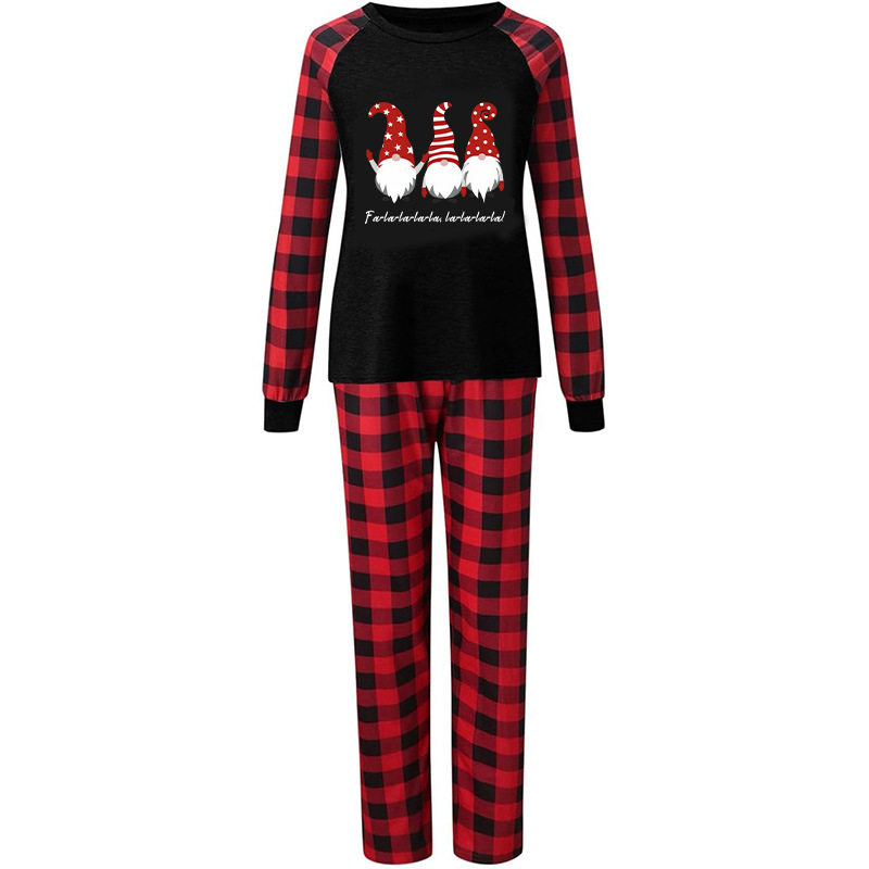 Ropa interior y ropa de dormir Atmósfera navideña Traje para padres e hijos estilo hogar Traje para padres e hijos con sombrero Traje para el hogar con estampado de Papá Noel_voghion.com