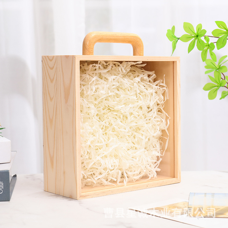現物のお土産の木の箱の喜糖の取っ手の贈り物の包装箱の花嫁のお返しの取っ手の木の箱のアクリルは木を引き出します。|undefined