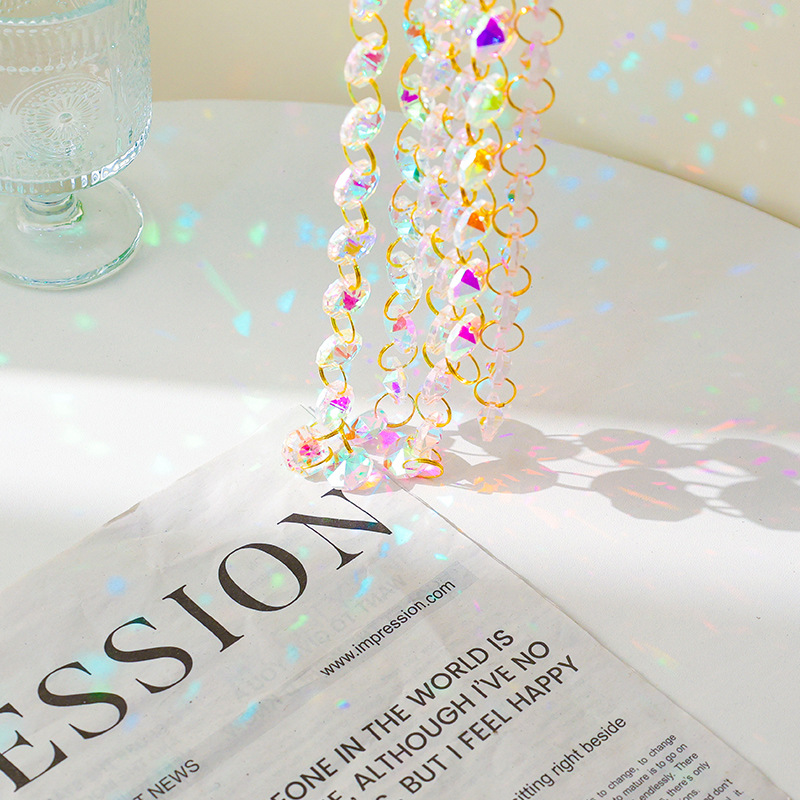 Suministro directo de fábrica suministros de la boda decoración de la habitación de la boda DIY Cortina de cristal Aurora AB color octogonal cortina de cuentas
