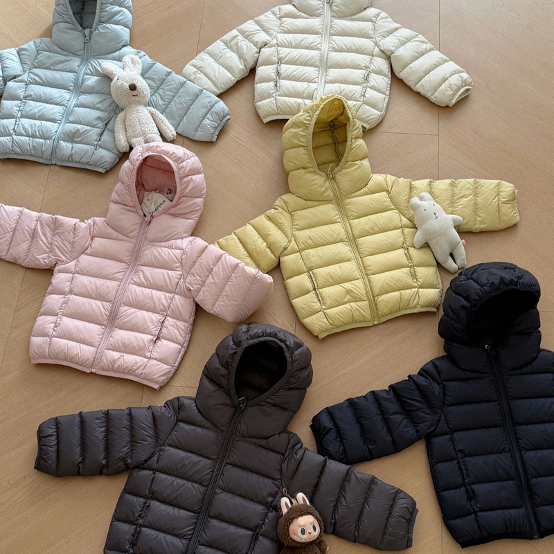 Children's Jacket for Young Kids, Casual, Lightweight, Hooded, Solid Color, 90% White Duck Down, Comfortable down Jacket