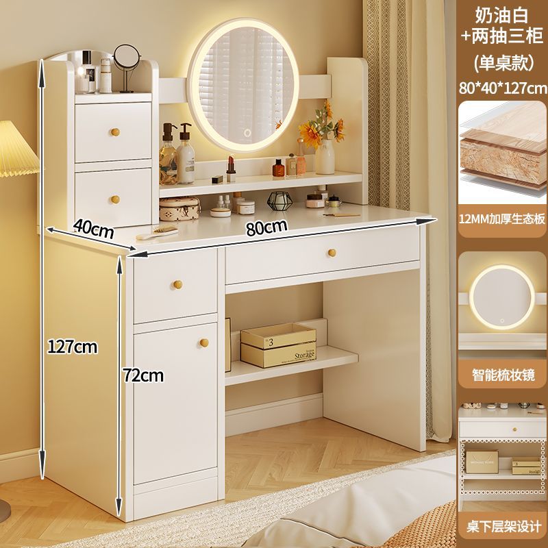 [서랍 2개, 도어 3개 LED 조명] 크림화이트 80cm