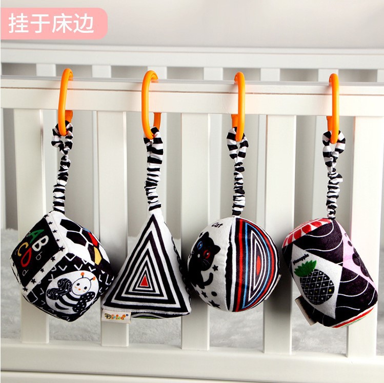 New product Lathe with Black and White Geometric Shape Toys for Infants and Toddlers Black and White Vision Training Sensory Geometric Body Car Hang