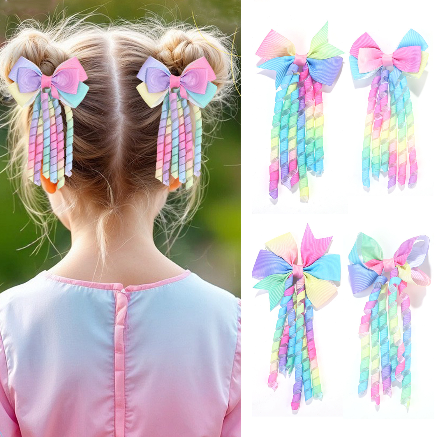 Cross-Border Baby Rubber Band Roll Bow Hair Accessories Girls Rib Cartoon Cute Hairpin Hair Rope Spring Foreign Trade