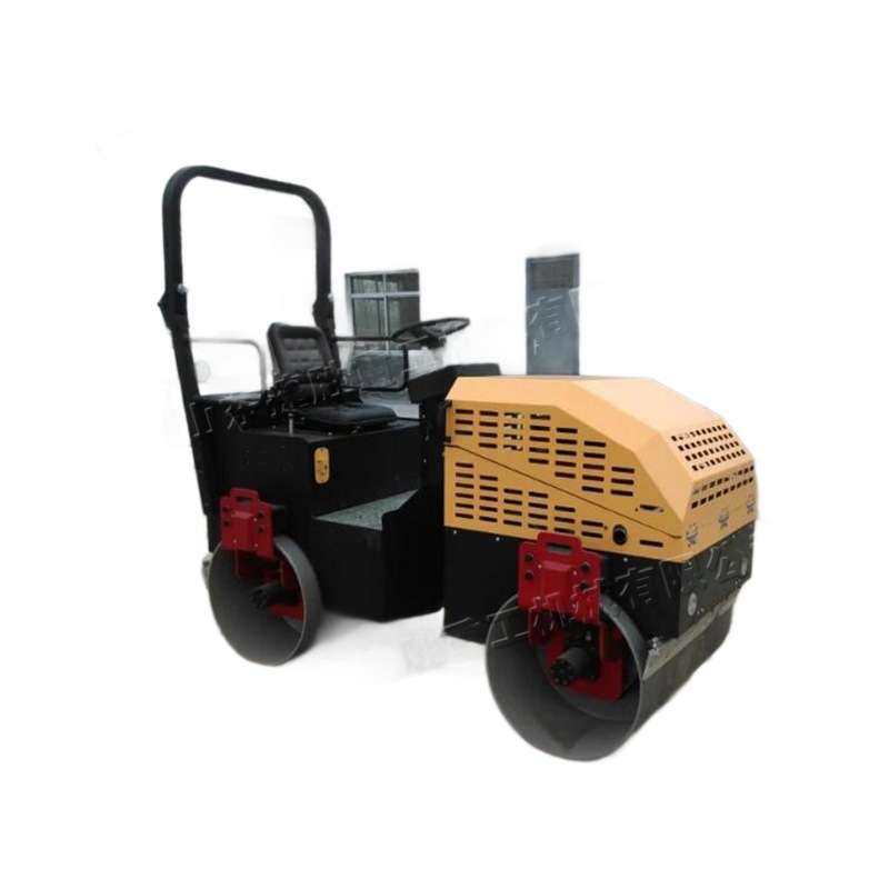 Roditador de coche hidráulico, rodillo de empuje manual pequeño, nivelador de carreteras de doble rueda de acero con motor diesel