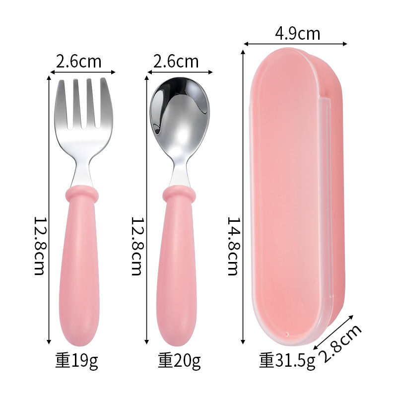 304 portátil de acero inoxidable cuchara para niños Tenedor vajilla bebé comiendo cuchara Tenedor traje madre bebé regalo personalización