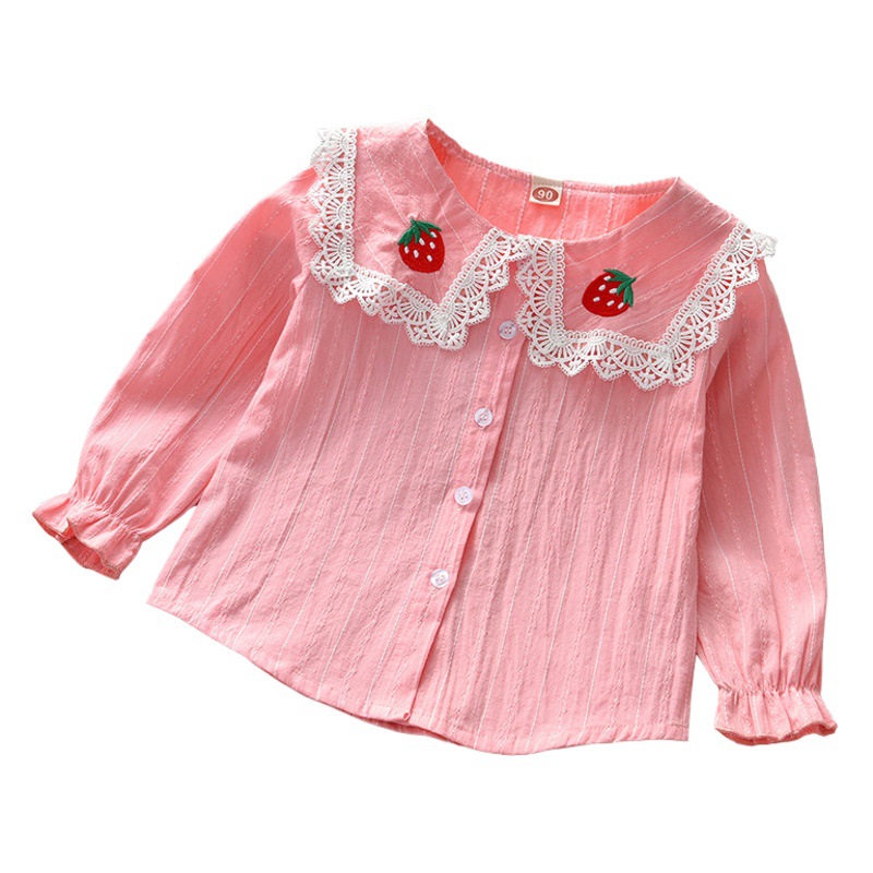 Camisa de las niñas 2023 primavera nuevo bebé estilo occidental niños niñas camisa blanca de manga larga primavera y otoño estilo coreano top