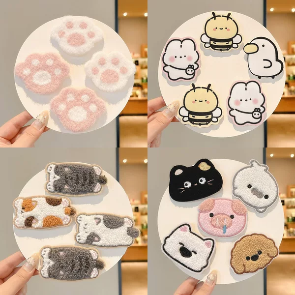 Fun 2026 new style sweet and cute hair clip for the back of the head, featuring a cartoon design, suitable for autumn and winter, with a magic sticker closure