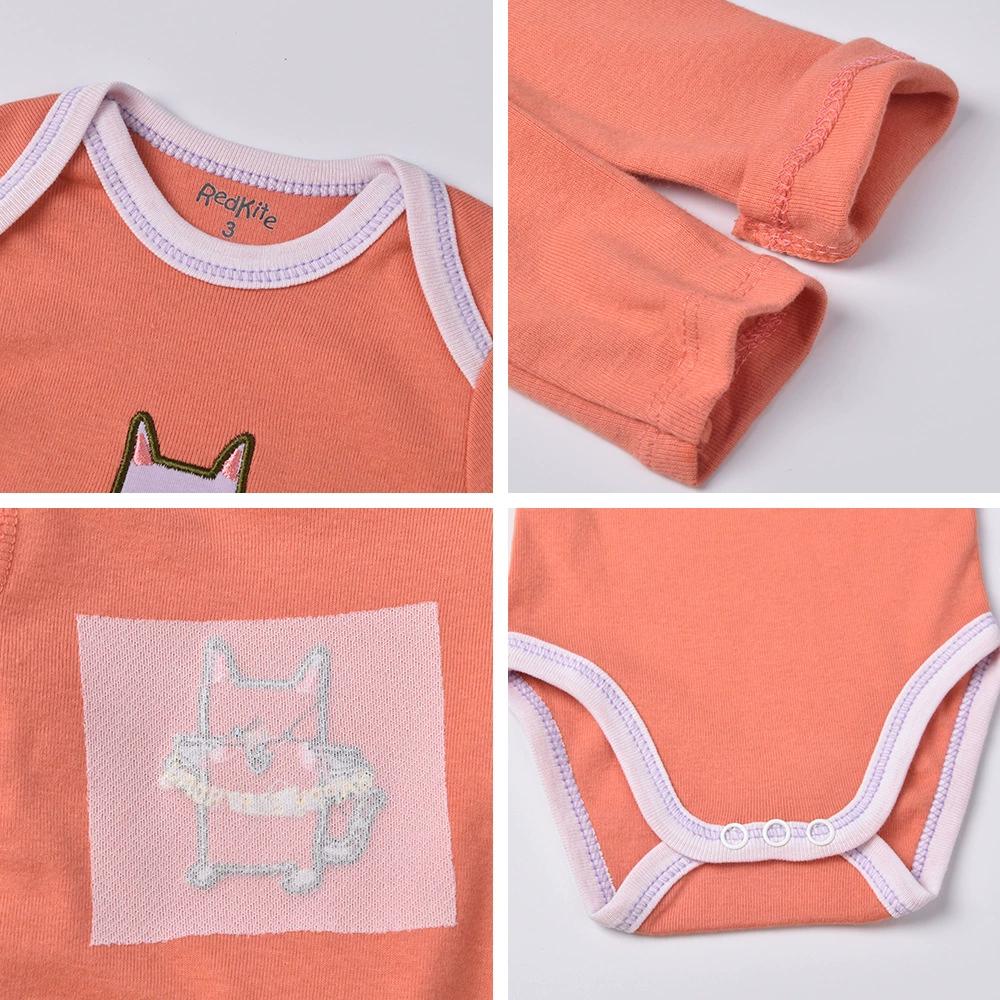 Baby long‑sleeve bodysuit 5‑pack, autumn crawling rompers, random colors, sizes 3M–24M