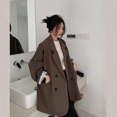高级感咖色西装外套女2025年秋季新款休闲网红炸街宽松小个子西服