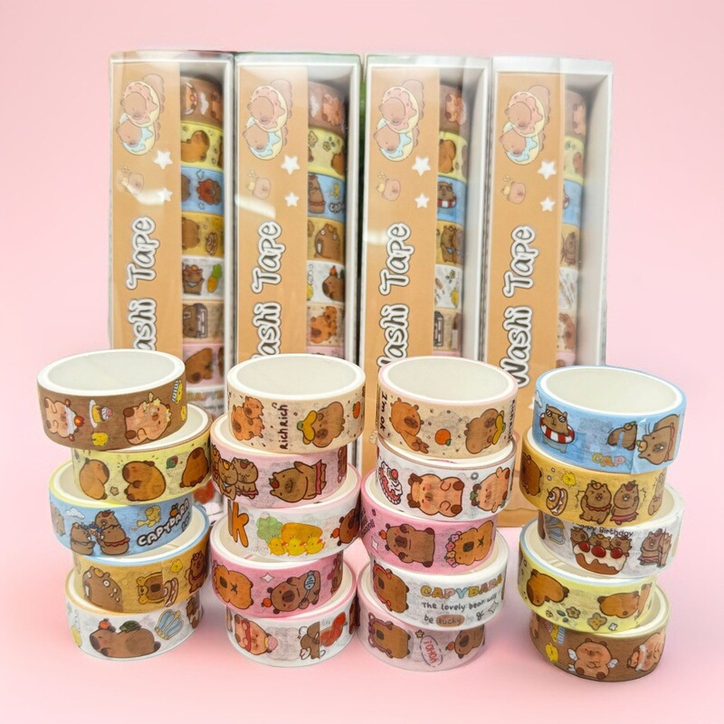 2025 New Kapibara Sanrio 10-Roll Washi Tape Kidsren's Student DIY Capybara Handbook Material 2025 New Kapibara Sanrio 10-Roll Washi Tape Kidsren's Student DIY Capybara Handbook Material