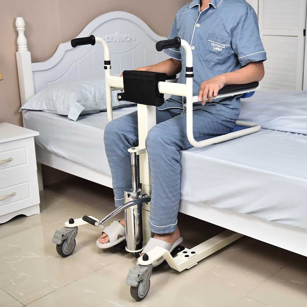 Entrenador de desplazamiento de la máquina de ancianos cama cuidado de la transferencia de personas discapacitadas elevación hidráulica desplazamiento de la máquina de ancianos silla de baño