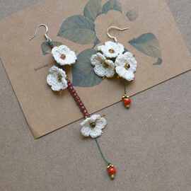 potato茶花汀 花朵手作森系仙女AB修饰脸形耳环耳饰