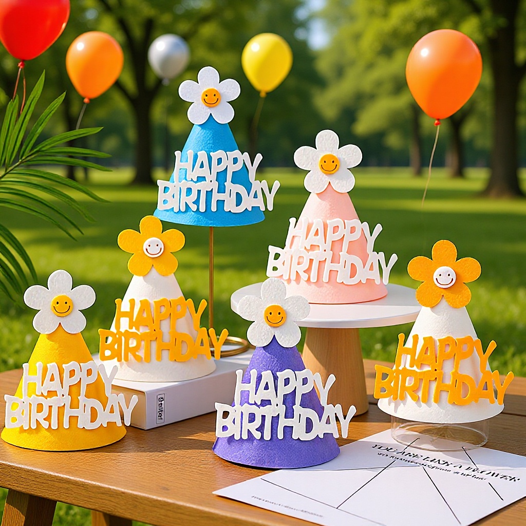 INS Daisy Happy Birthday hat fieltro en línea Celebrity party Photo props Niños Baby year-old decorations