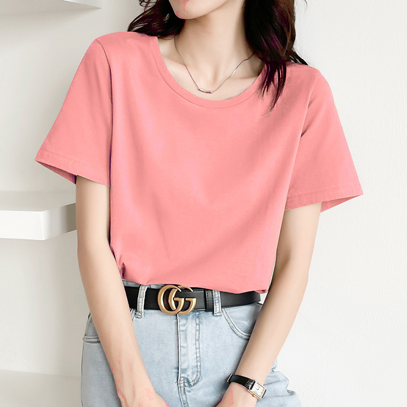 Heavy Weight Pure Color Opaque 200g Cotton Round Neck Short-Sleeved T-Shirt Thick Pure White Bottoming Shirt t Men's and Women's T-Shirt Tops