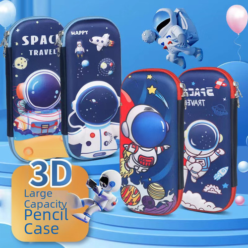 3D Stereo Boy Girl Schoolbag Student Large Capacity Silent Standing Fabric Cartoon Stationery Box