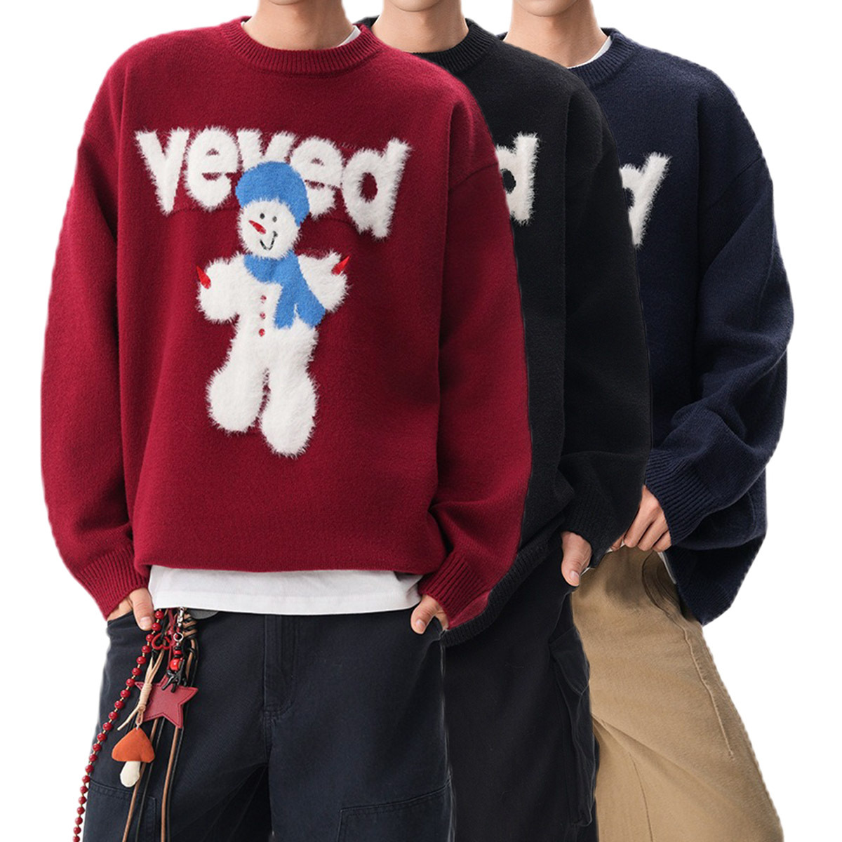 Explosiones transfronterizas de tamaño europeo de tamaño grande jersey de jersey jersey hombre de nieve marca de tendencia de Navidad fábrica de jersey de invierno al por mayor