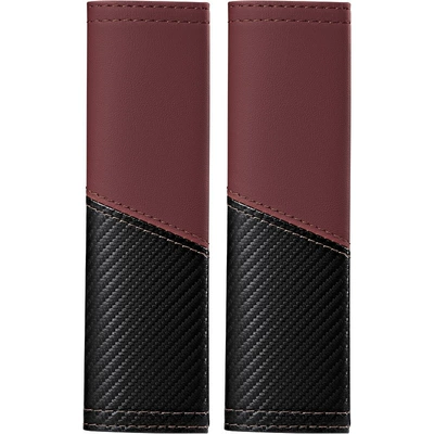 Car Seat Belt Shoulder Cover Car Seat Belt Shoulder Protector Leather Carbon Fiber Patchwork Universal Cross-Border (Seat belt shoulder pad) - red