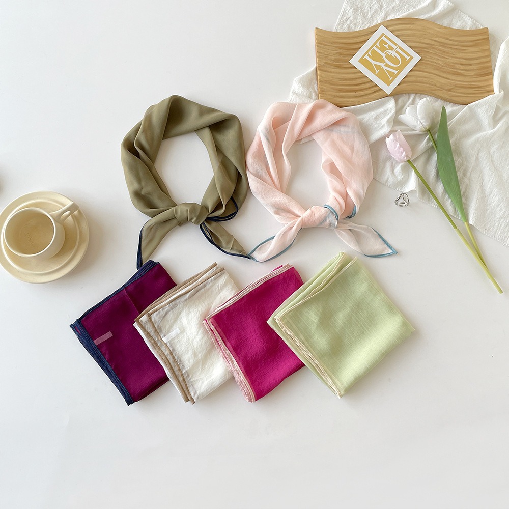 50g Weight Silk Scarf Classification Holiday, Street Occasion Moire Yarn Material Solid Color Pattern Spring&Summer Season Women's Gender Simple Style Style Women's Simple Style Solid Color Moire Yarn Silk Scarf 12