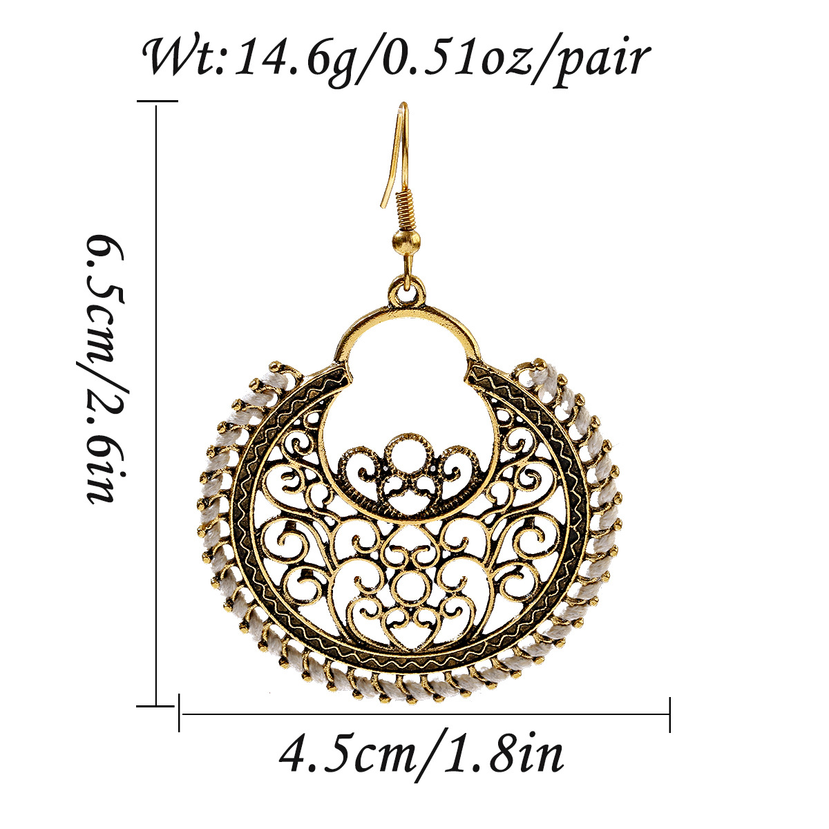 Alloy Material 1 Pair Casual Retro Round Braid Hollow Out Alloy Drop Earrings