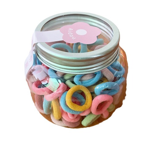 100 cans of candy-colored basic small children's finger towel rings that do not hurt hair and are versatile for girls to braid.