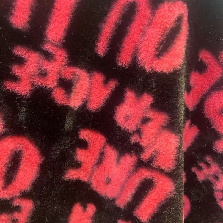 Imitación de piel de conejo tela de impresión de color carta de impresión ropa abrigo alfombra tela textil para el hogar tela de peluche de juguete