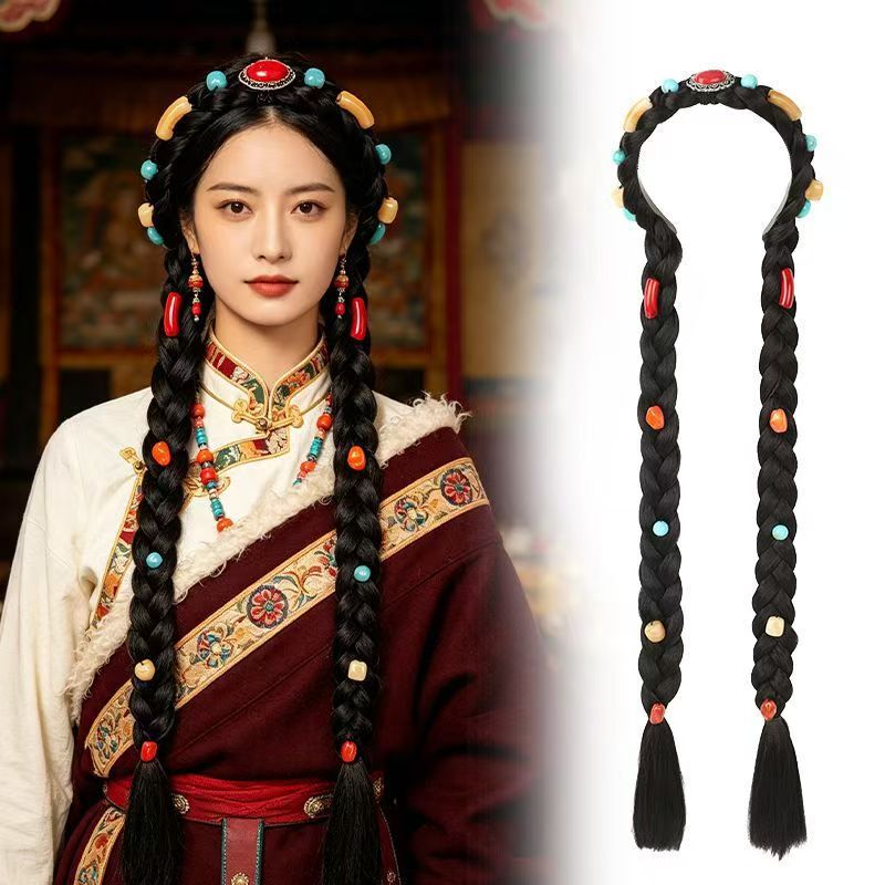 Xizang headband, colorful woven headband, exotic Xizang-style braided hair accessory, colorful rope, Xizang dance accessory Xizang headband, colorful woven headband, exotic Xizang-style braided hair accessory, colorful rope, Xizang dance accessory