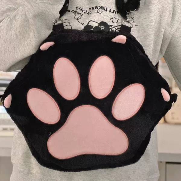 Japanese Style Ins Cute Cat Paw Cartoon School Bag Soft Girl Girl Heart Shoulder Bag Sweet Student Plush Backpack