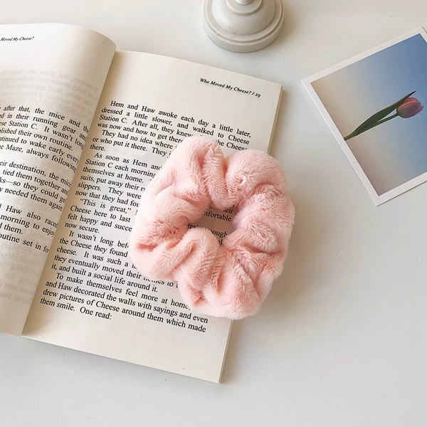 2# Pink plush hair ring