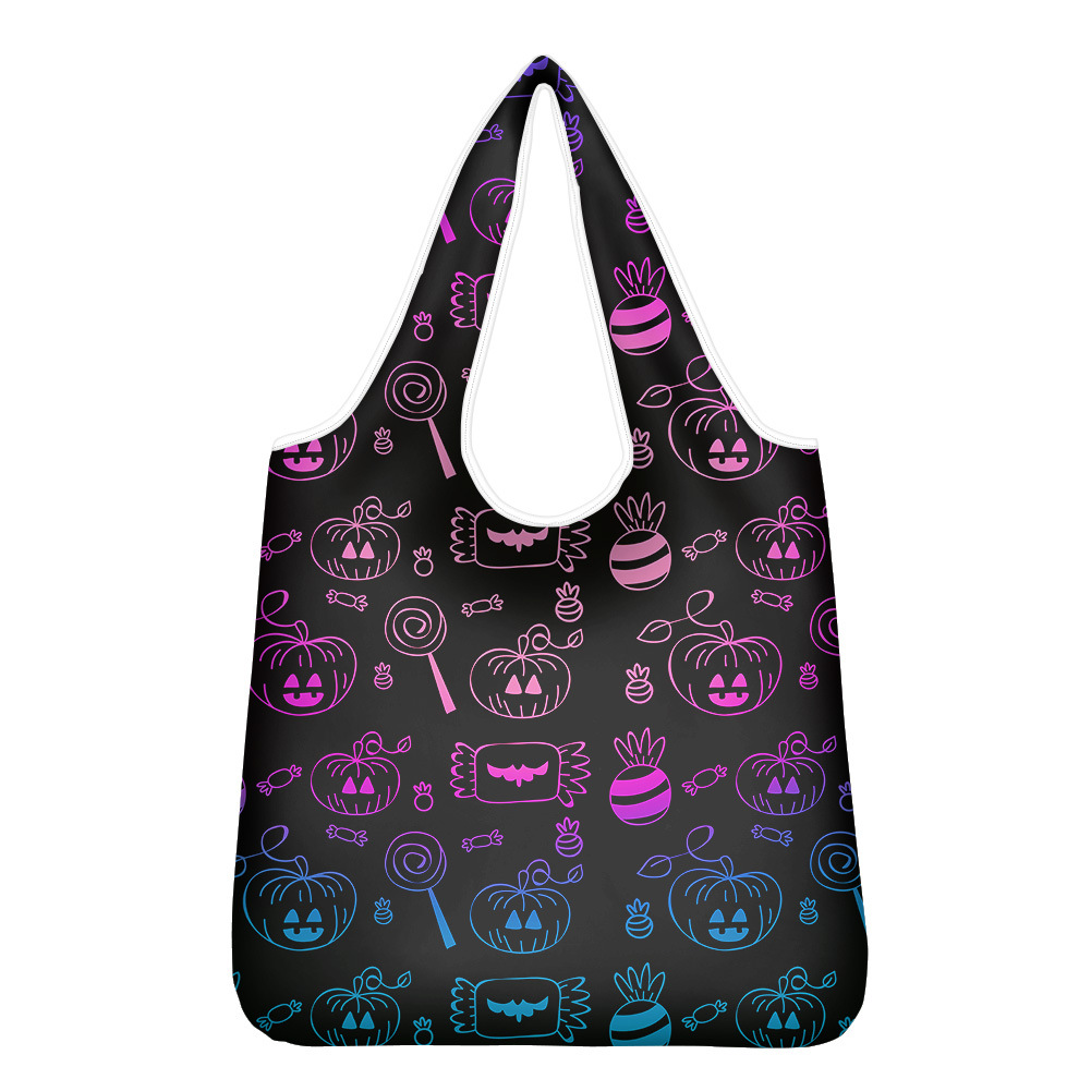 万圣节糖果南瓜幽灵印花 Halloween主题现代动漫手提袋购物袋代发