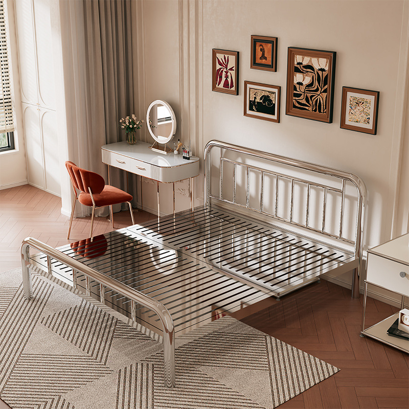 304 stainless steel bed frame original color + breathable bed board