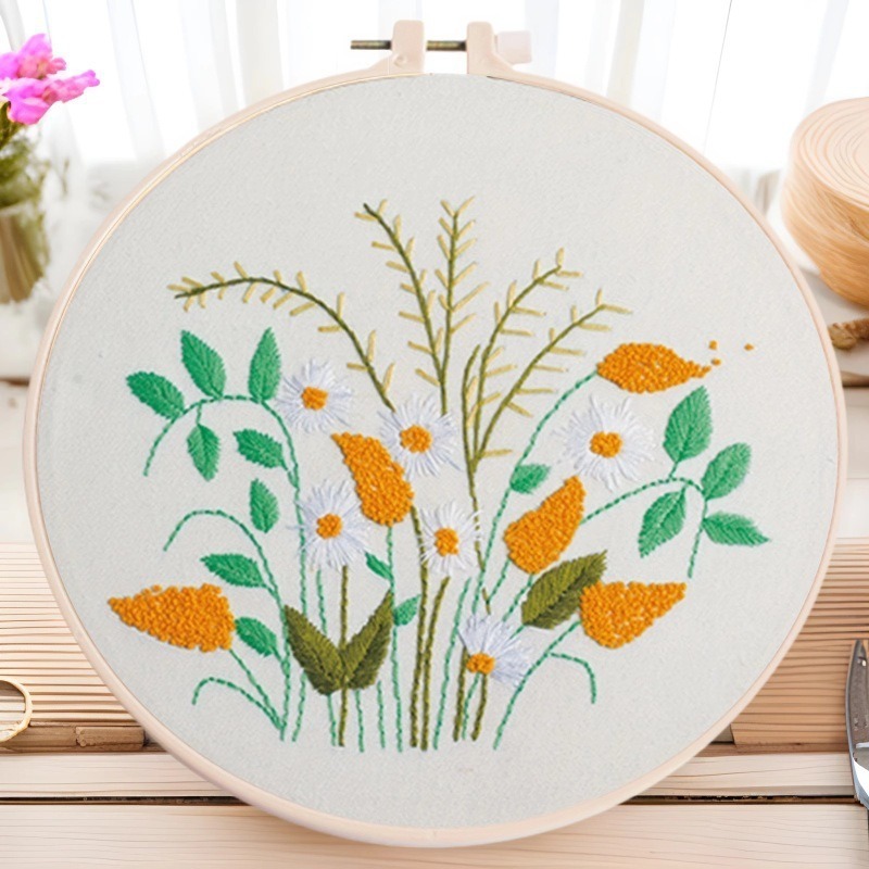 Ventas transfronterizas calientes para principiantes tela costura cruzada set bordado serie de flores material DIY paquete de pérdida de liquidación