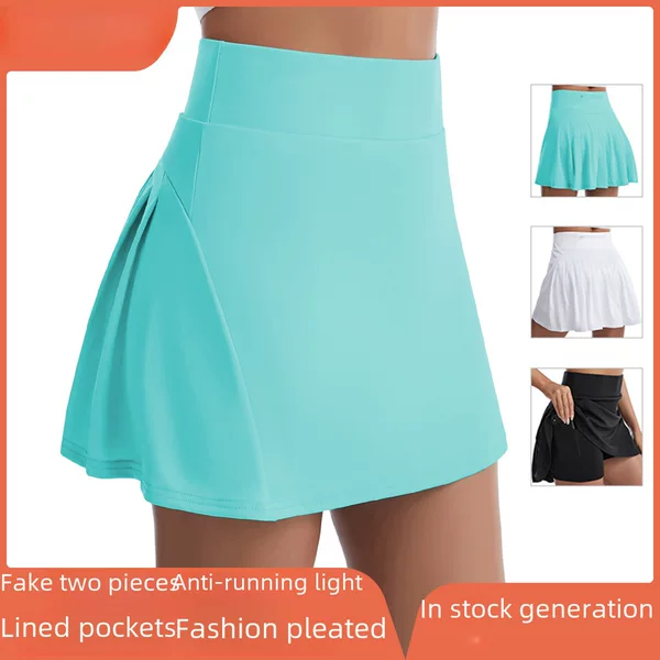 Silk Picture Pleated Yoga Skirt Women's Summer Quick-Drying Pro Butt Lifting Fitness Skirt Running Sports Tennis Skirt