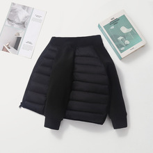 儿童拼接轻薄棉服男女童秋冬修身校服神器外穿保暖外套潮工厂批发