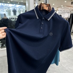 【Hファミリー】マルベリーシルク！高級貴族！背が高くスリムでスタイリッシュなブランドカットラベルメンズポロシャツ