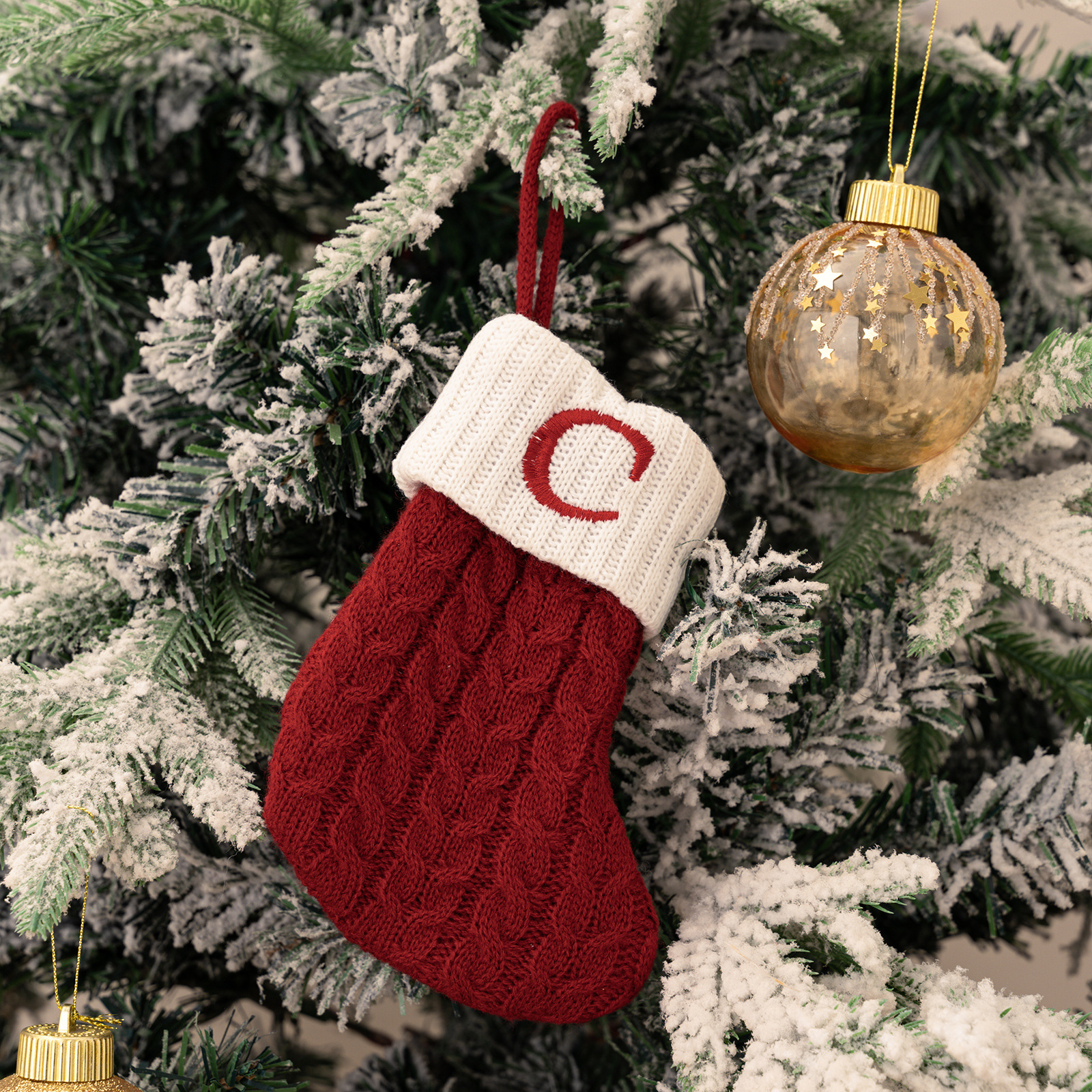 Christmas Cute Letter Christmas Stocking Decoration Creative Christmas Tree Pendant Christmas Style Wool Knitted Socks Decoration Props_voghion.com