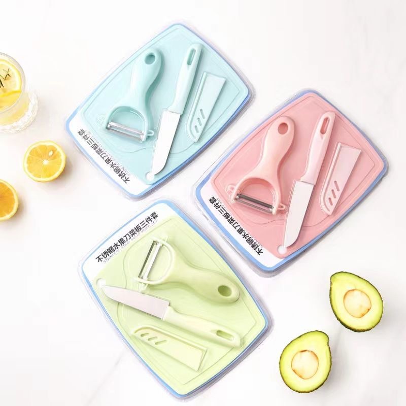 Three-Piece Kitchen Stainless Steel Fruit Peeler Set for Dormitory Use
