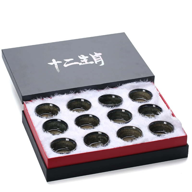 Двенадцать чашек для чая кунг-фу по знакам зодиака, мастер-чашки, одиночные чашки, чайные сервизы, изготовленные в печи, чайные чашки, одиночные керамические маленькие чайные чашки