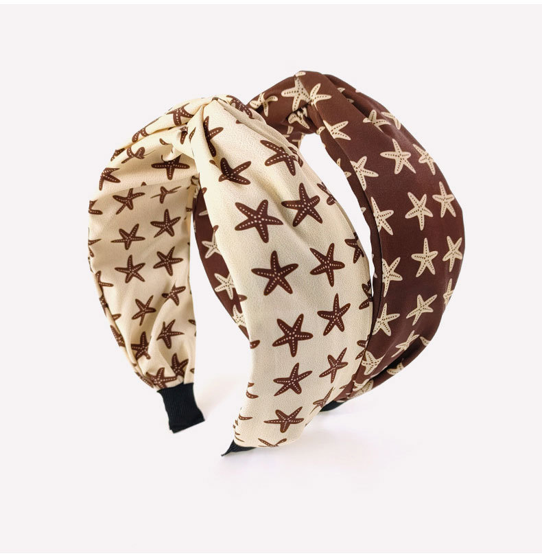 Starfish Printed Wide-brimmed Knot Retro Headband Wholesale Jewelry Nihaojewelry display picture 2