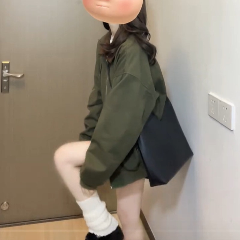 美式复古撞色拼接夹克外套女2025春秋新款设计感小众Polo领棒球服|undefined