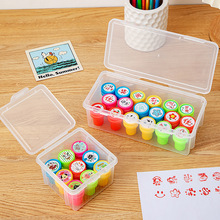 印章盒子收纳盒装放小圆章教师儿童作业印章小盒子桌面透明储物盒